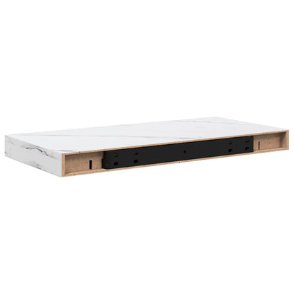 vidaXL Wall Shelf 2 pcs White Marble 50 x 23.5 x 3.8 cm