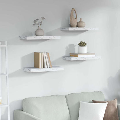 vidaXL Wall Shelf 4 pcs White Marble 50 x 23.5 x 3.8 cm
