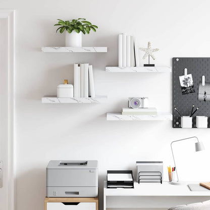 vidaXL Wall Shelf 4 pcs White Marble 50 x 23.5 x 3.8 cm