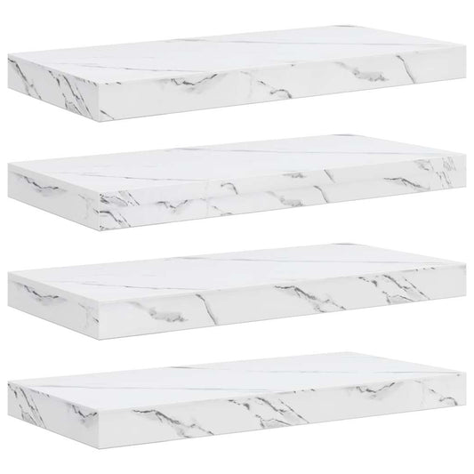 vidaXL Wall Shelf 4 pcs White Marble 50 x 23.5 x 4 cm Engineered Wood