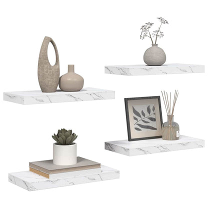 vidaXL Wall Shelf 4 pcs White Marble 50 x 23.5 x 3.8 cm