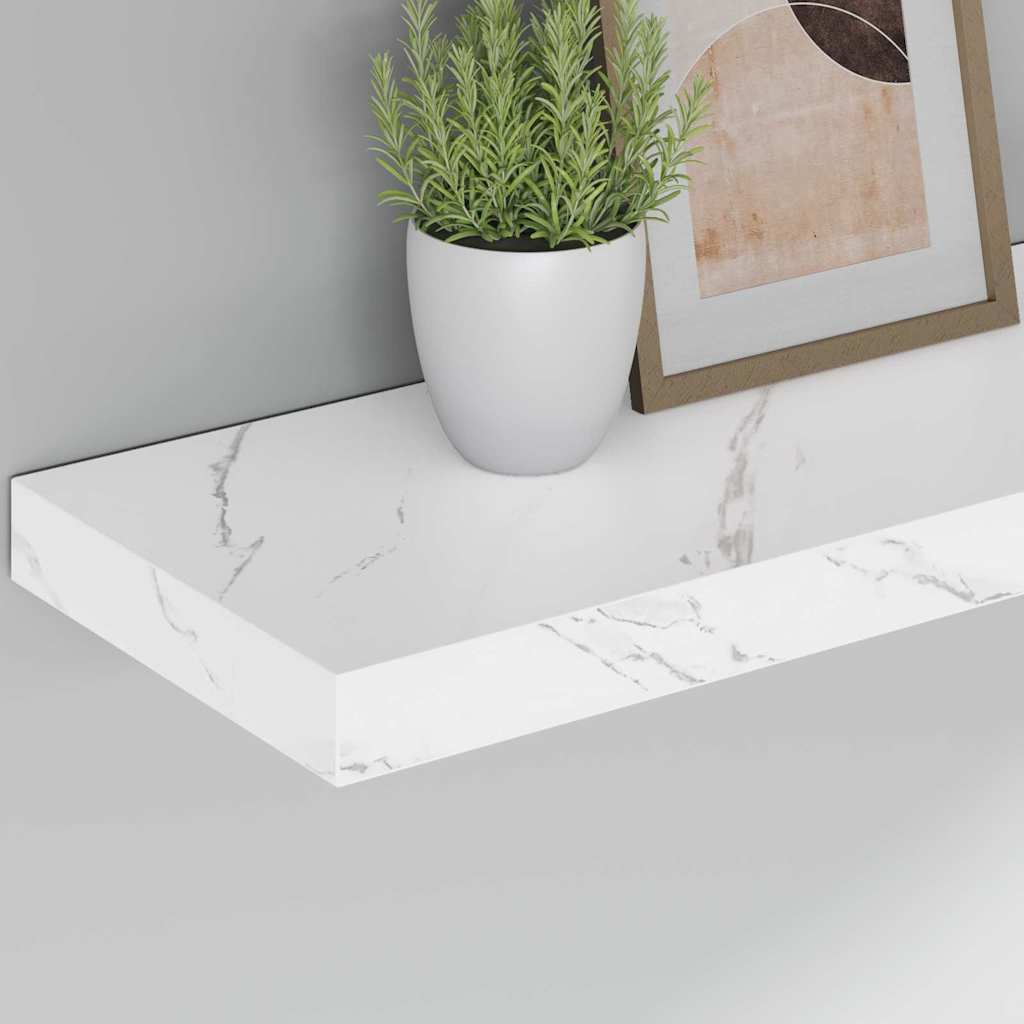 vidaXL Wall Shelf Wall-Mounted White Marble 60 x 23.5 x 3.8 cm