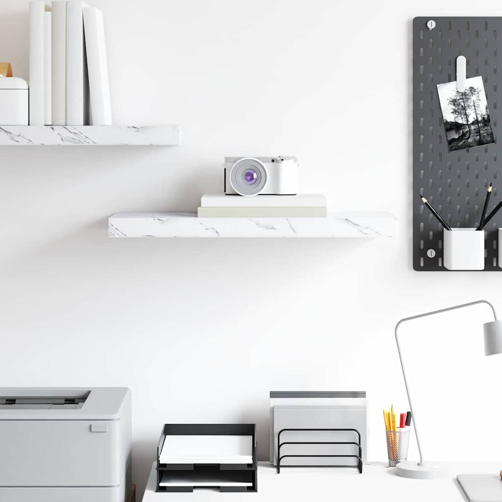 vidaXL Wall Shelf Wall-Mounted White Marble 60 x 23.5 x 3.8 cm