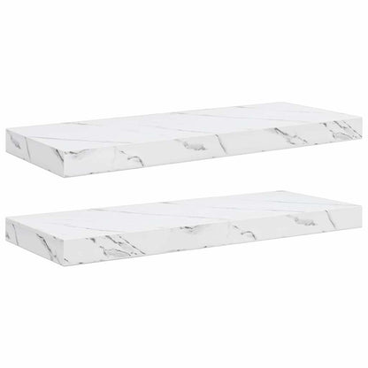vidaXL Wall Shelf 2 pcs White Marble 60 x 23.5 x 4 cm Engineered Wood