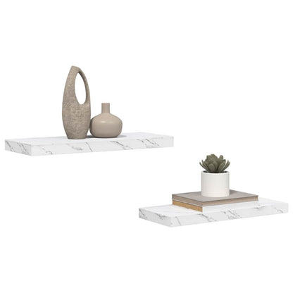 vidaXL Wall Shelf 2 pcs White Marble 60 x 23.5 x 3.8 cm