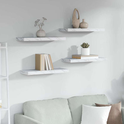 vidaXL Wall Shelf 4 pcs White Marble 60 x 23.5 x 3.8 cm