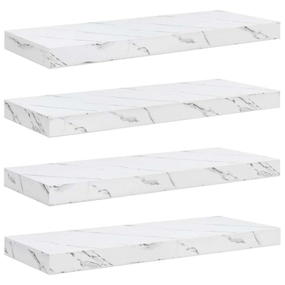 vidaXL Wall Shelf 4 pcs White Marble 60 x 23.5 x 3.8 cm