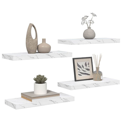 vidaXL Wall Shelf 4 pcs White Marble 60 x 23.5 x 3.8 cm