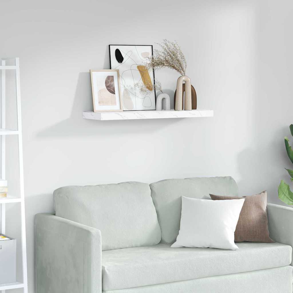 vidaXL Wall Shelf Wall-Mounted White Marble 80 x 23.5 x 3.8 cm