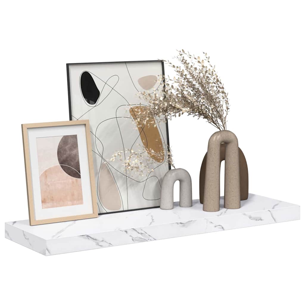vidaXL Wall Shelf Wall-Mounted White Marble 80 x 23.5 x 3.8 cm