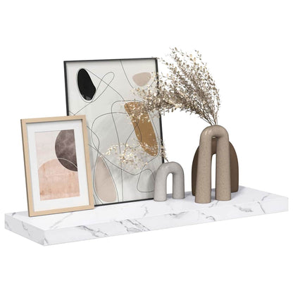 vidaXL Wall Shelf Wall-Mounted White Marble 80 x 23.5 x 3.8 cm