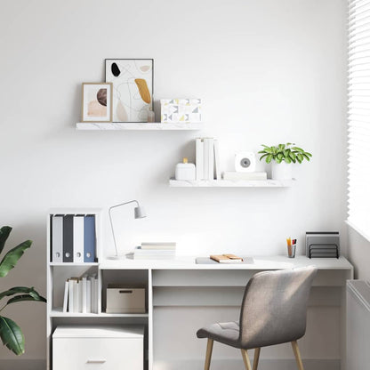 vidaXL Wall Shelf 2 pcs White Marble 80 x 23.5 x 4 cm Engineered Wood