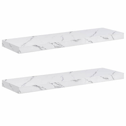 vidaXL Wall Shelf 2 pcs White Marble 80 x 23.5 x 4 cm Engineered Wood