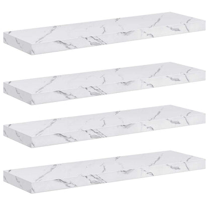 vidaXL Wall Shelf 4 pcs White Marble 80 x 23.5 x 4 cm Engineered Wood