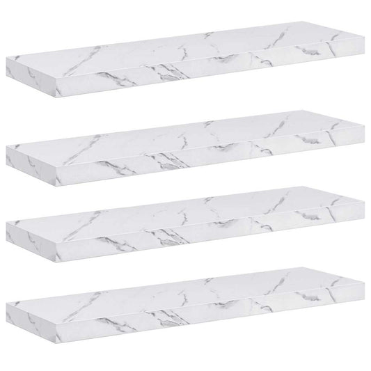 vidaXL Wall Shelf 4 pcs White Marble 80 x 23.5 x 4 cm Engineered Wood