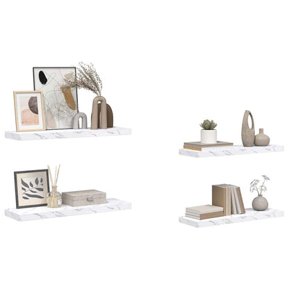 vidaXL Wall Shelf 4 pcs White Marble 80 x 23.5 x 4 cm Engineered Wood