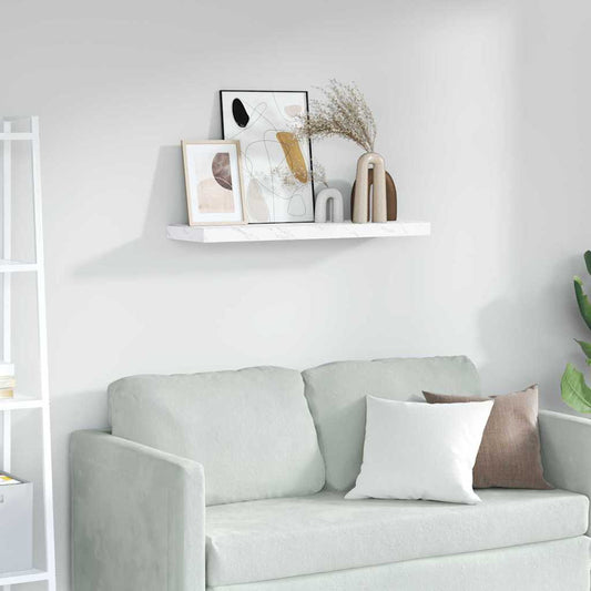 vidaXL Wall Shelf Wall-Mounted White Marble 90 x 23.5 x 3.8 cm