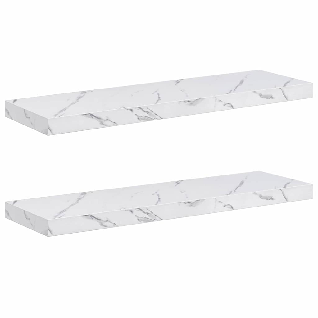 vidaXL Wall Shelf 2 pcs White Marble 90 x 23.5 x 4 cm Engineered Wood