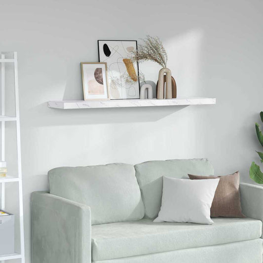 vidaXL Wall Shelf Wall-Mounted White Marble 120 x 23.5 x 3.8 cm