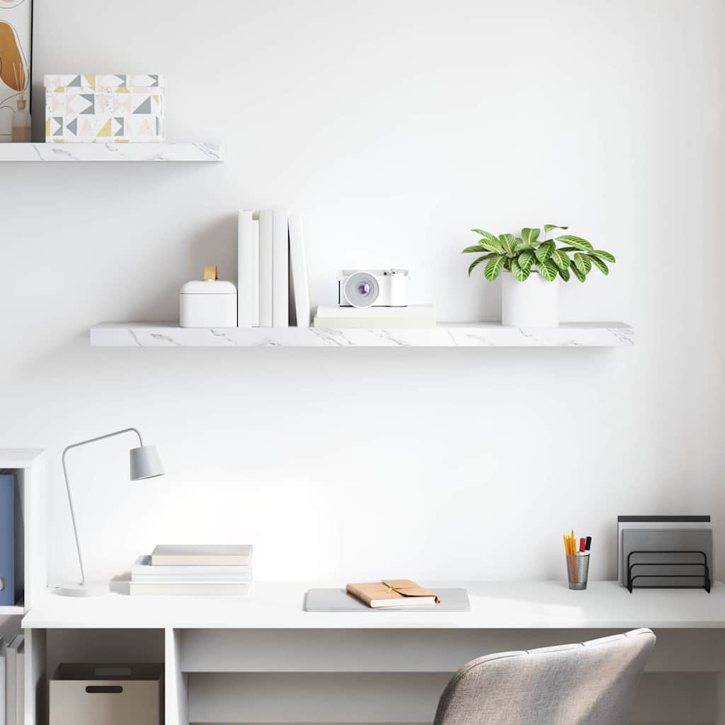 vidaXL Wall Shelf Wall-Mounted White Marble 120 x 23.5 x 3.8 cm