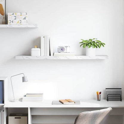 vidaXL Wall Shelf Wall-Mounted White Marble 120 x 23.5 x 3.8 cm