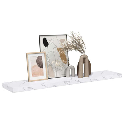 vidaXL Wall Shelf Wall-Mounted White Marble 120 x 23.5 x 3.8 cm
