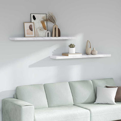 vidaXL Wall Shelf 2 pcs White Marble 120 x 23.5 x 4 cm Engineered Wood