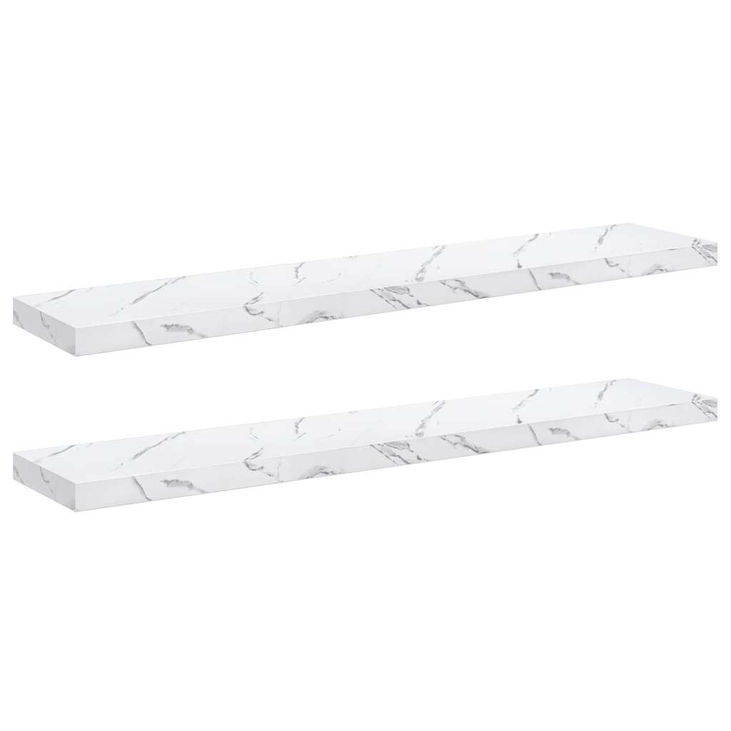 vidaXL Wall Shelf 2 pcs White Marble 120 x 23.5 x 4 cm Engineered Wood