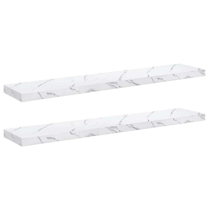 vidaXL Wall Shelf 2 pcs White Marble 120 x 23.5 x 4 cm Engineered Wood