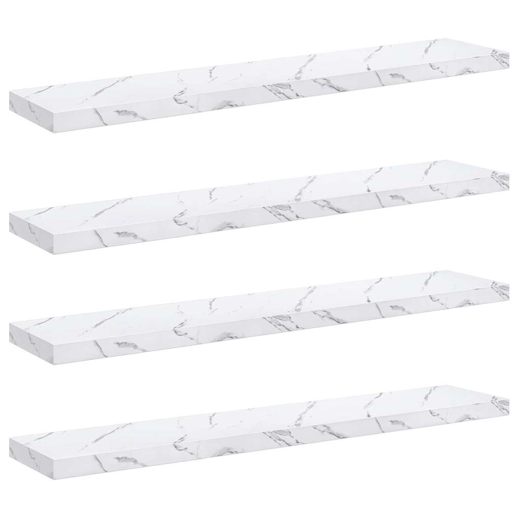 vidaXL Wall Shelf 4 pcs White Marble 120 x 23.5 x 4 cm Engineered Wood