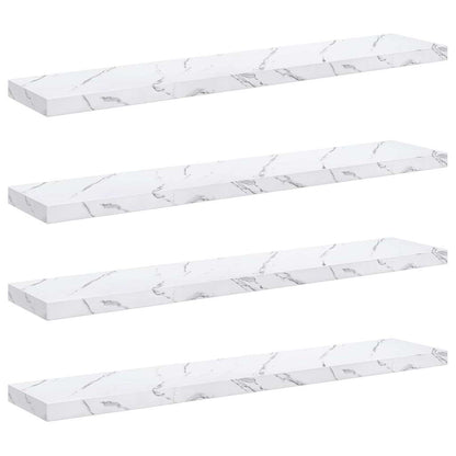 vidaXL Wall Shelf 4 pcs White Marble 120 x 23.5 x 4 cm Engineered Wood