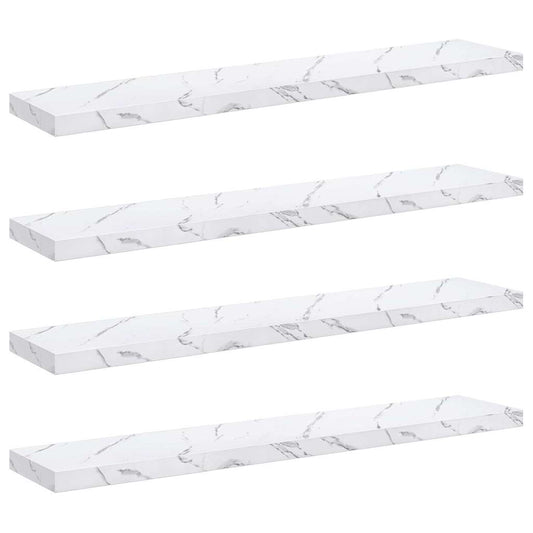 vidaXL Wall Shelf 4 pcs White Marble 120 x 23.5 x 4 cm Engineered Wood