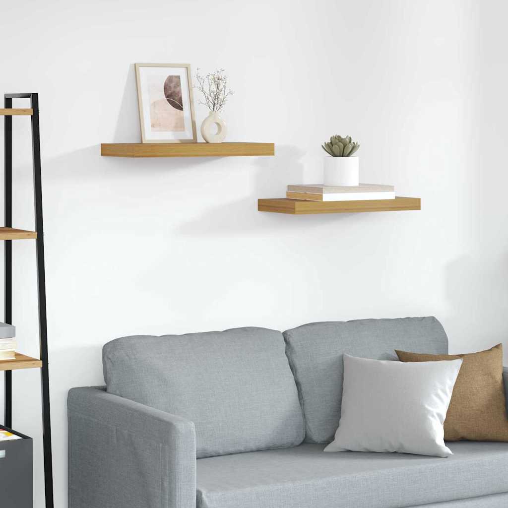 vidaXL Wall Shelf 2 pcs Beige 50 x 23.5 x 3.8 cm Engineered Wood