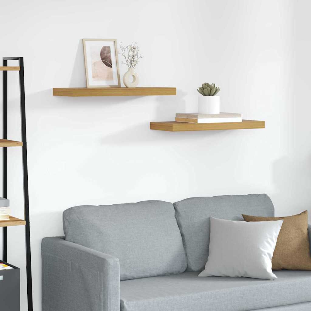 vidaXL Wall Shelf 2 pcs Beige 60 x 23.5 x 4 cm Engineered Wood