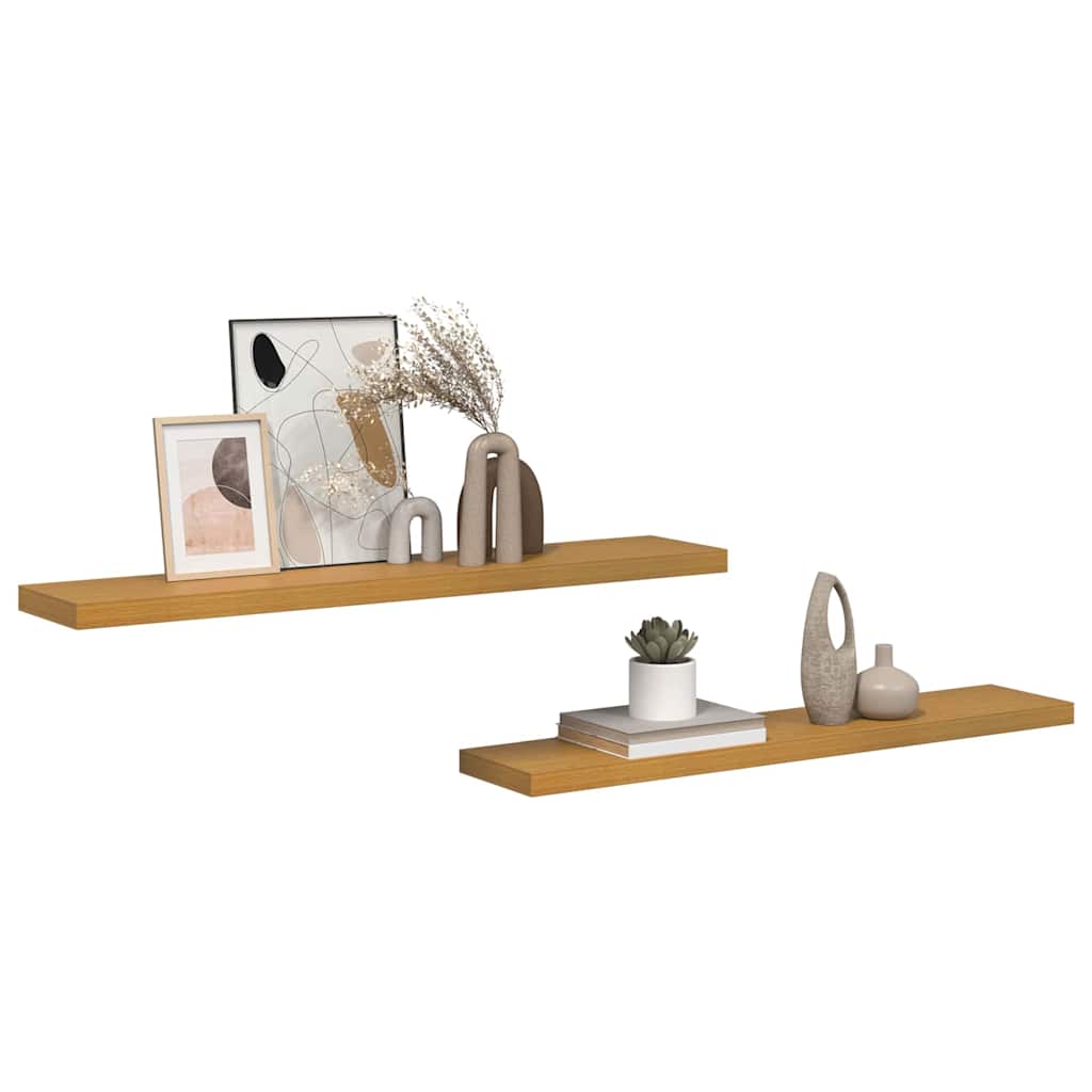 vidaXL Wall Shelf 2 pcs Beige 120 x 23.5 x 4 cm Engineered Wood
