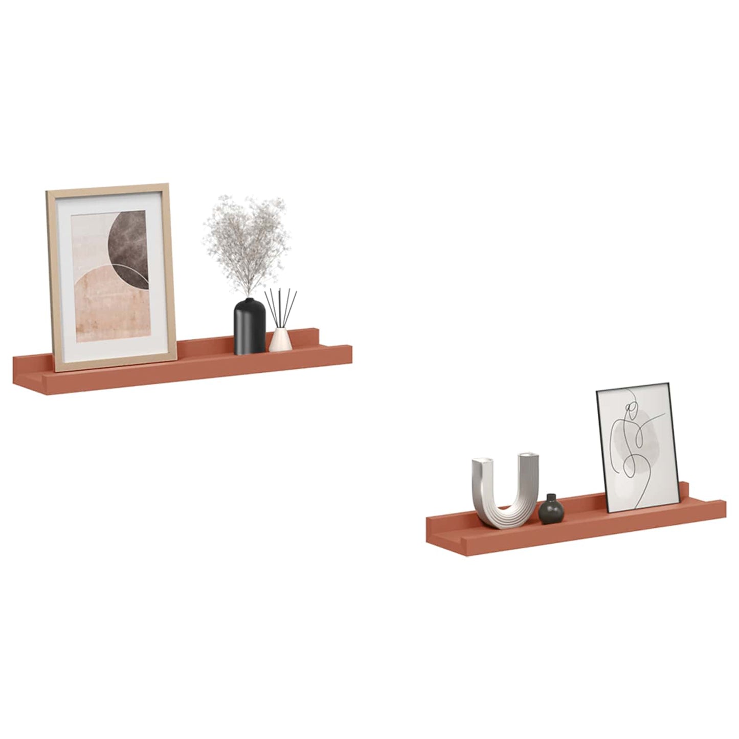 vidaXL Wall Shelf with Shelf 2 pcs Red 40 x 9 x 3 cm Engineered Wood