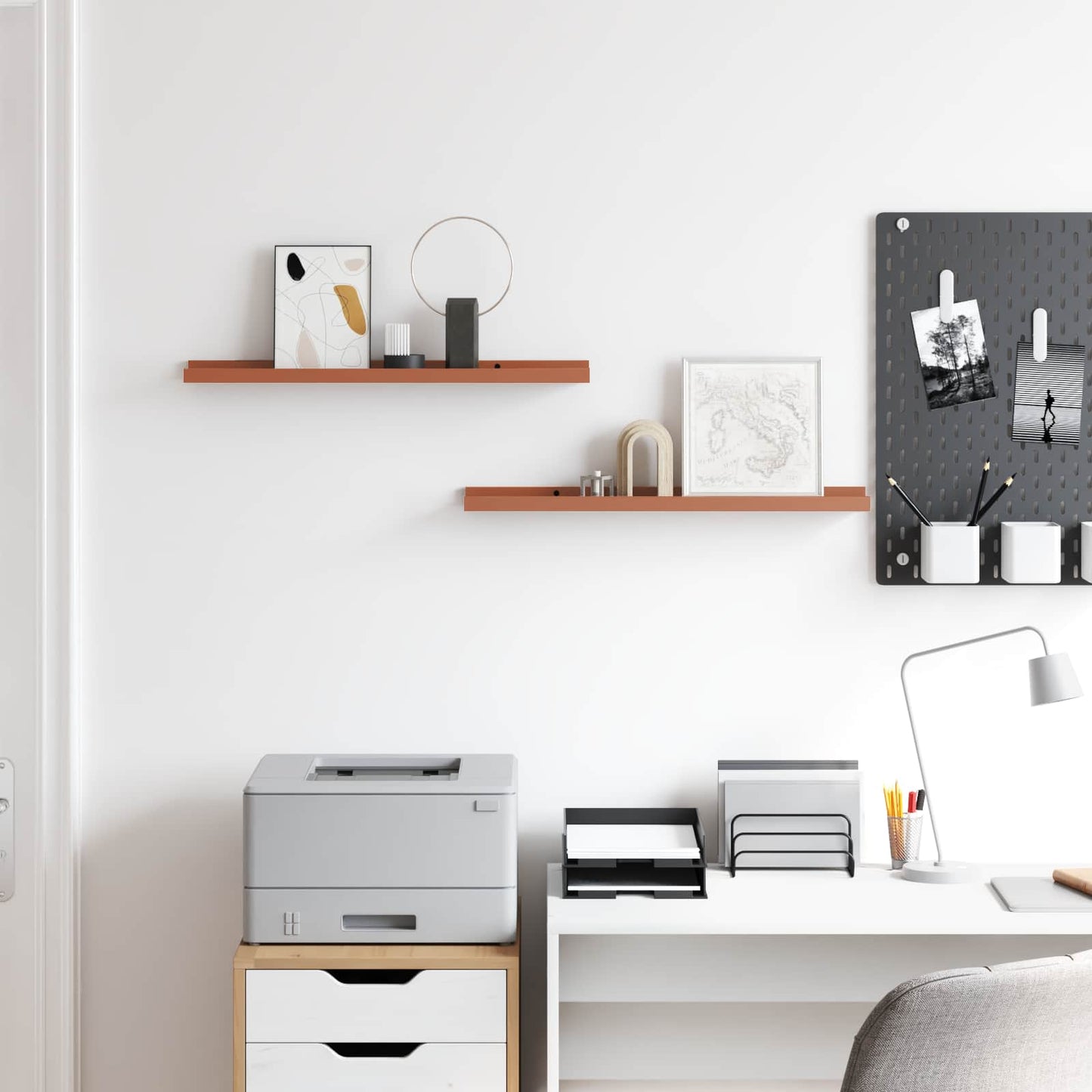 vidaXL Wall Shelf with Shelf 2 pcs Red 60 x 9 x 3 cm Engineered Wood