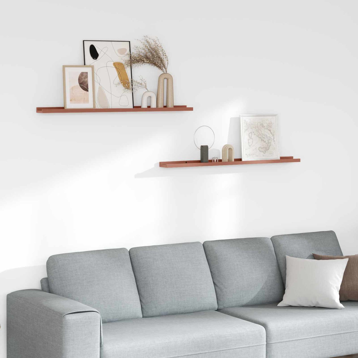 vidaXL Wall Shelf with Shelf 2 pcs Red 100 x 9 x 3 cm Engineered Wood