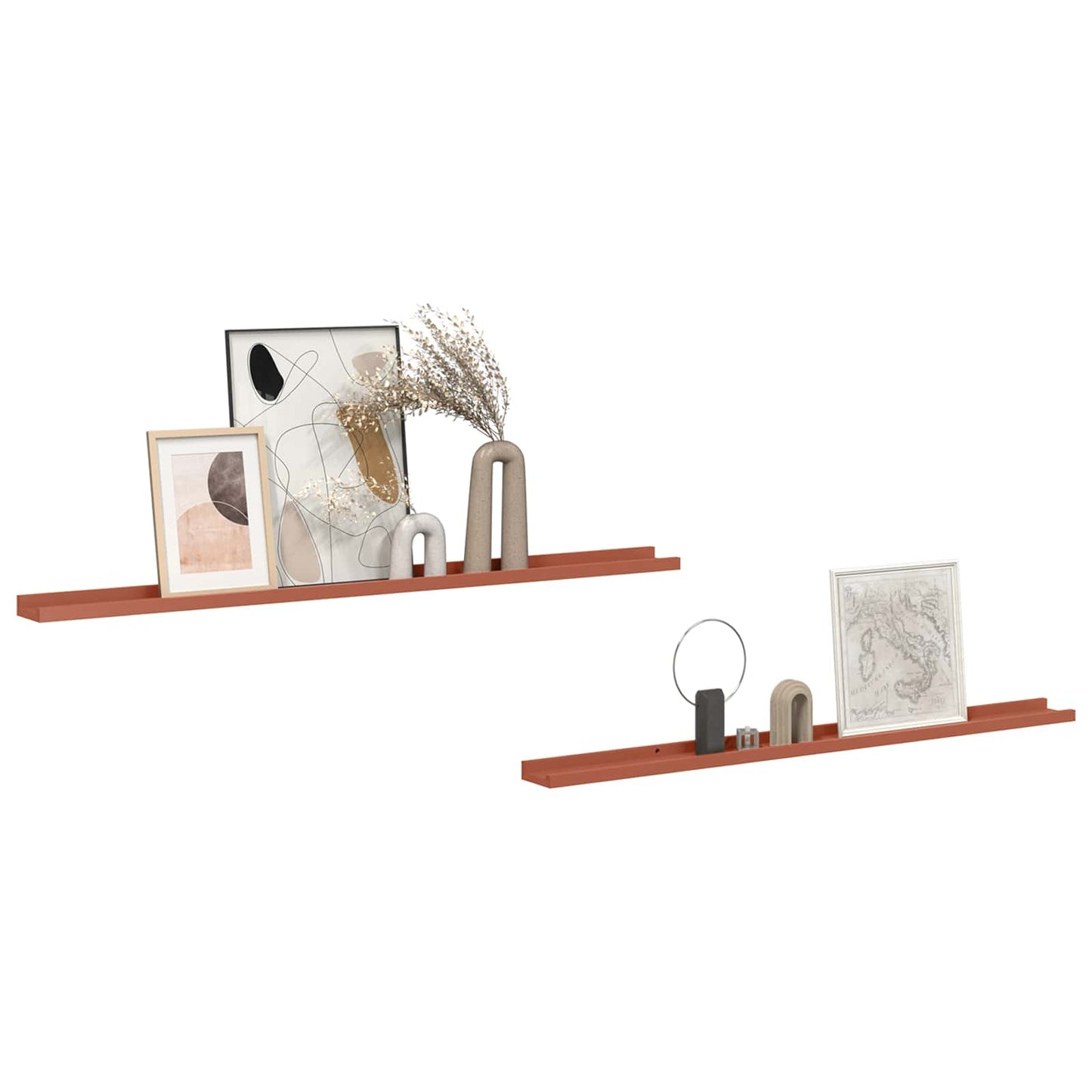 vidaXL Wall Shelf with Shelf 2 pcs Red 115 x 9 x 3 cm Engineered Wood