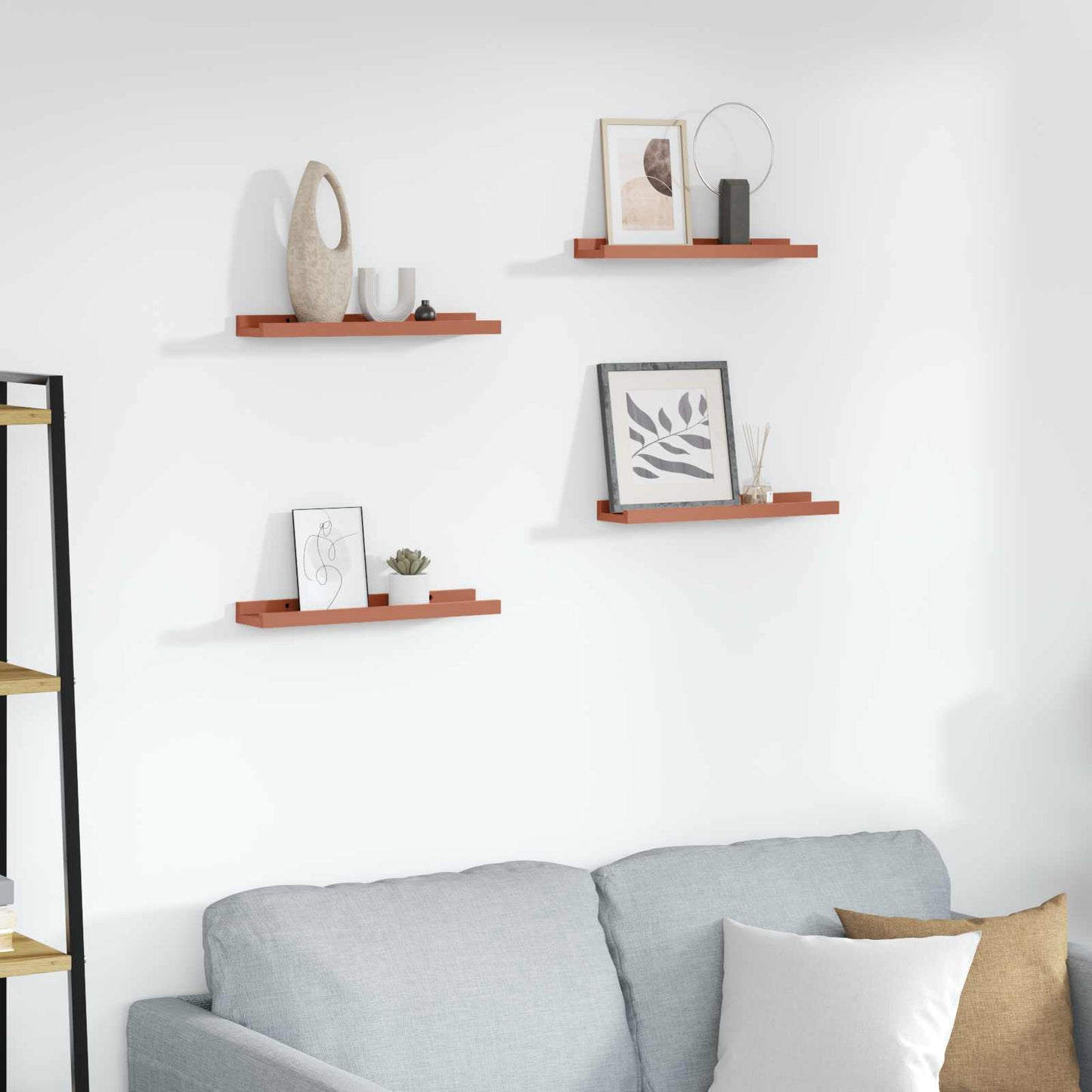 vidaXL Wall Shelf with Shelf 4 pcs Red 40 x 9 x 3 cm Engineered Wood