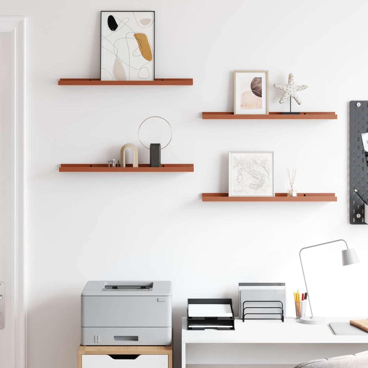 vidaXL Wall Shelf with Shelf 4 pcs Red 60 x 9 x 3 cm Engineered Wood