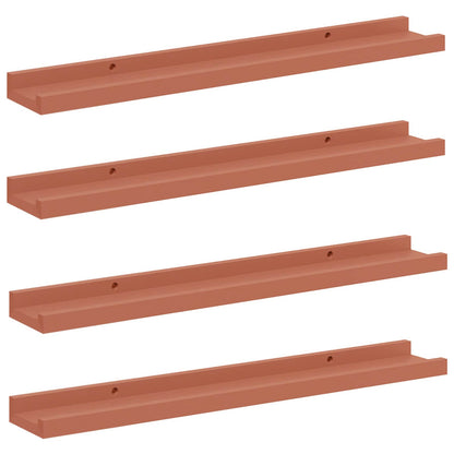 vidaXL Wall Shelf with Shelf 4 pcs Red 60 x 9 x 3 cm Engineered Wood