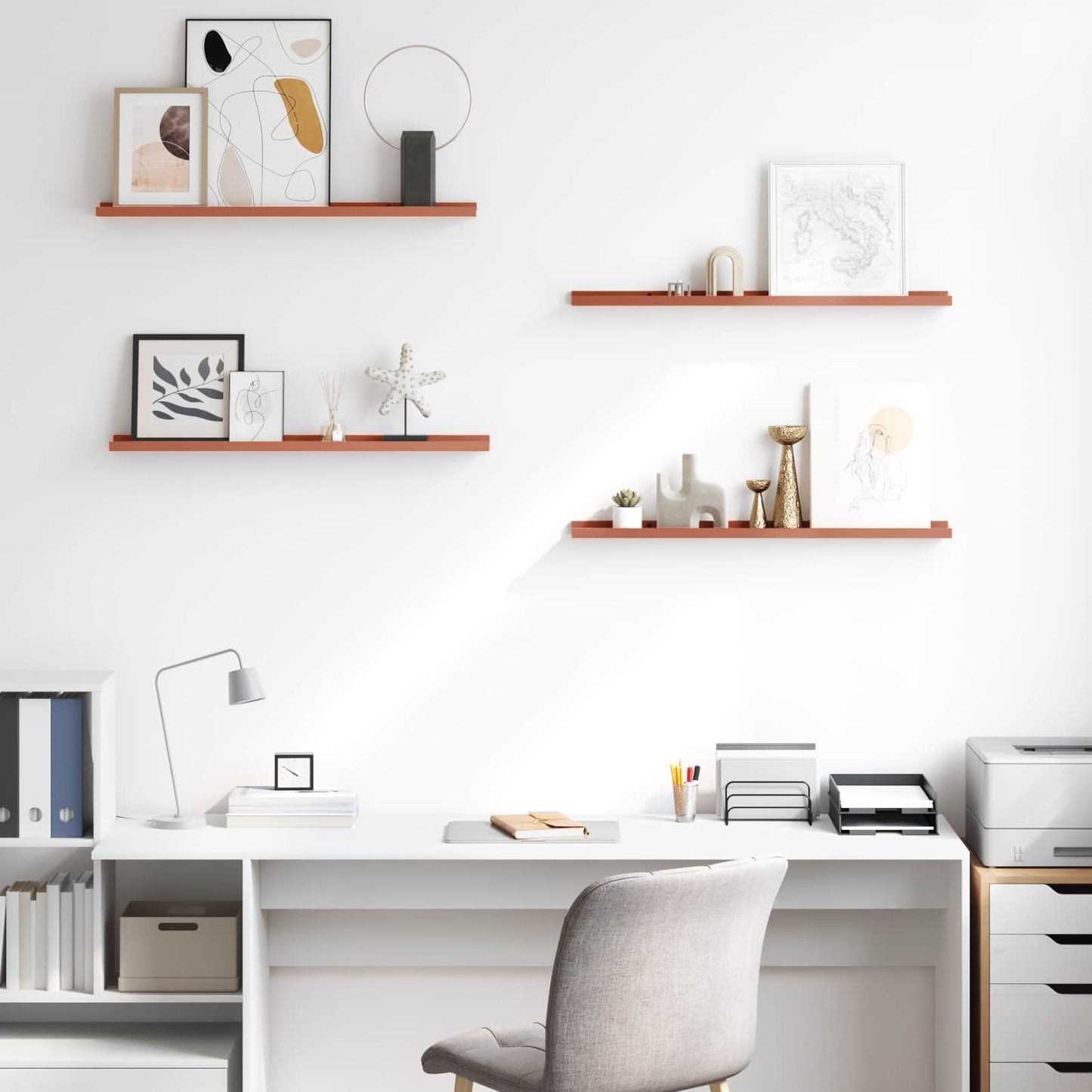 vidaXL Wall Shelf with Shelf 4 pcs Red 80 x 9 x 3 cm Engineered Wood