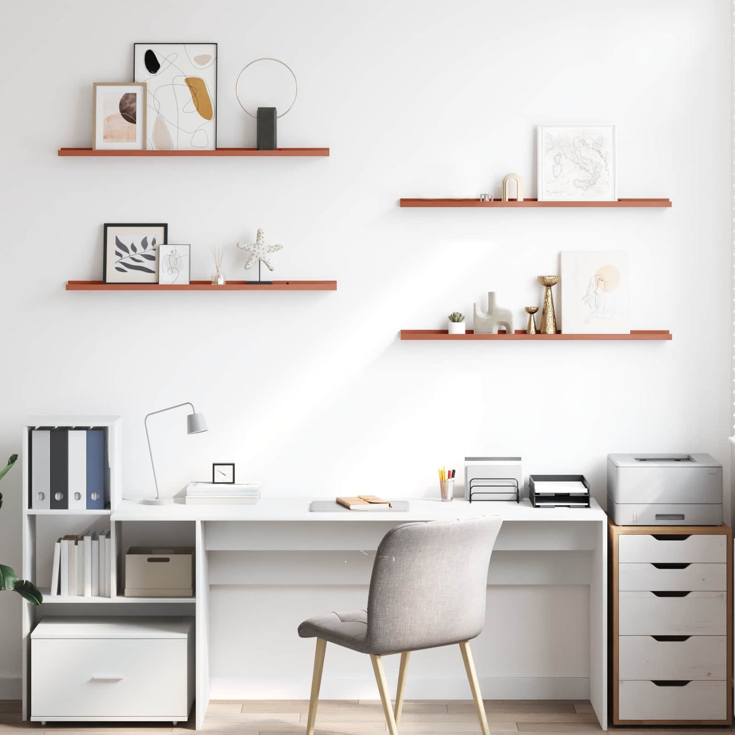 vidaXL Wall Shelf with Shelf 4 pcs Red 100 x 9 x 3 cm Engineered Wood