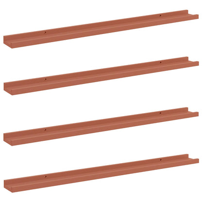 vidaXL Wall Shelf with Shelf 4 pcs Red 100 x 9 x 3 cm Engineered Wood