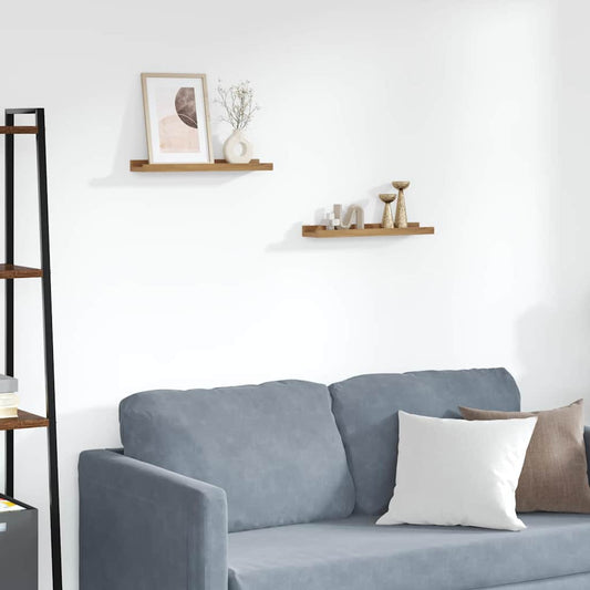 vidaXL Wall Shelf with Shelf 2 pcs Brown 40 x 9 x 3 cm Engineered Wood