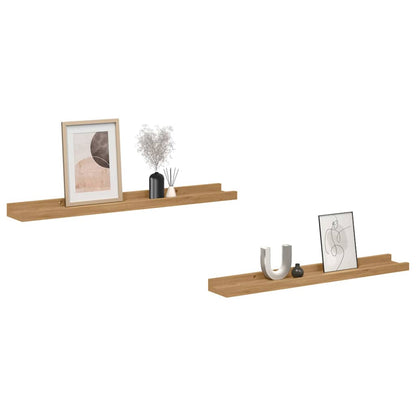 vidaXL Wall Shelf Wall-Mounted 2 pcs Brown 60 x 9 x 3 cm