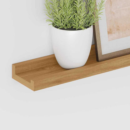 vidaXL Wall Shelf with Shelf 2 pcs Brown 80 x 9 x 3 cm Engineered Wood