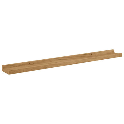 vidaXL Wall Shelf with Shelf 2 pcs Brown 80 x 9 x 3 cm Engineered Wood