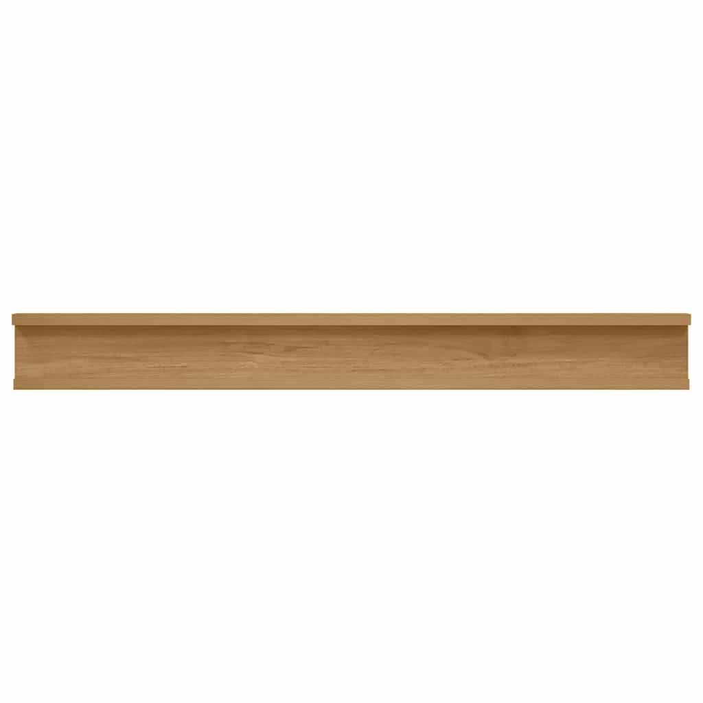 vidaXL Wall Shelf with Shelf 2 pcs Brown 80 x 9 x 3 cm Engineered Wood